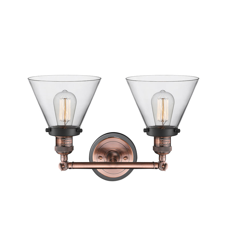 Innovations Lighting Large Cone 2 Light Bath Vanity Light Part Of The Franklin Restoration Collection 208BP-ACBK-G42