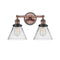 Cone Bath Vanity Light shown in the Antique Copper finish with a Clear shade