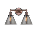 Cone Bath Vanity Light shown in the Antique Copper finish with a Plated Smoke shade