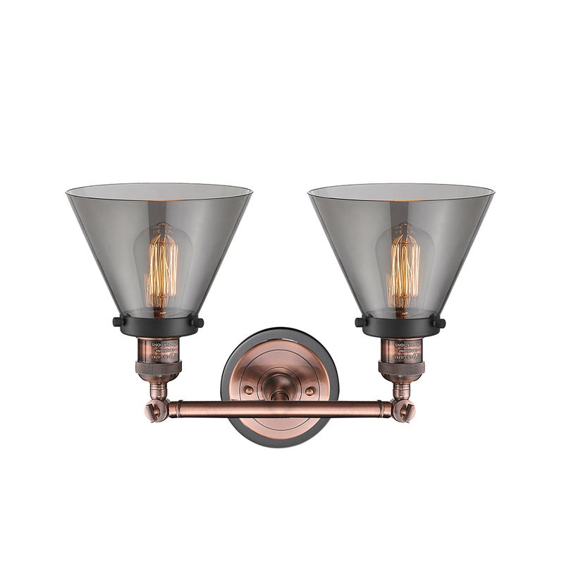 Innovations Lighting Large Cone 2 Light Bath Vanity Light Part Of The Franklin Restoration Collection 208BP-ACBK-G43
