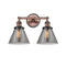 Cone Bath Vanity Light shown in the Antique Copper finish with a Plated Smoke shade