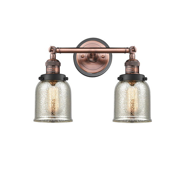 Bell Bath Vanity Light shown in the Antique Copper finish with a Silver Plated Mercury shade