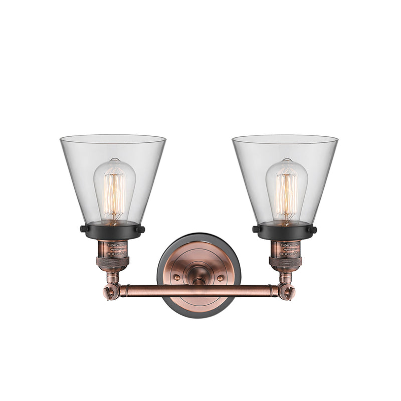 Innovations Lighting Small Cone 2 Light Bath Vanity Light Part Of The Franklin Restoration Collection 208BP-ACBK-G62