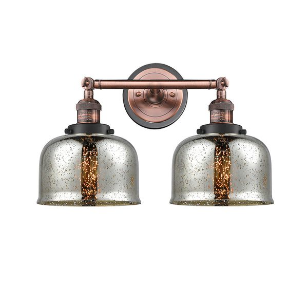 Bell Bath Vanity Light shown in the Antique Copper finish with a Silver Plated Mercury shade