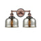 Bell Bath Vanity Light shown in the Antique Copper finish with a Silver Plated Mercury shade