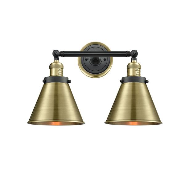 Appalachian Bath Vanity Light shown in the Black Antique Brass finish with a Matte Black shade