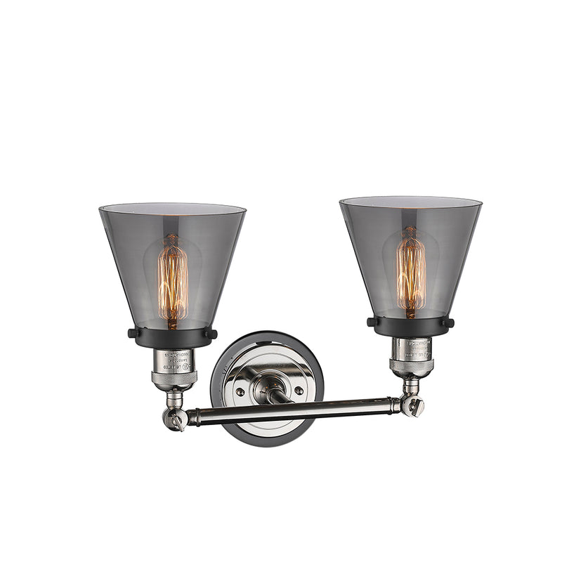 Innovations Lighting Small Cone 2 Light Bath Vanity Light Part Of The Franklin Restoration Collection 208BP-PNBK-G63