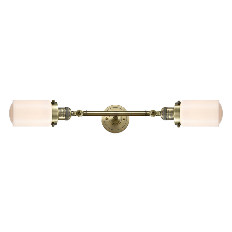 Dover Bath Vanity Light shown in the Antique Brass finish with a Matte White shade