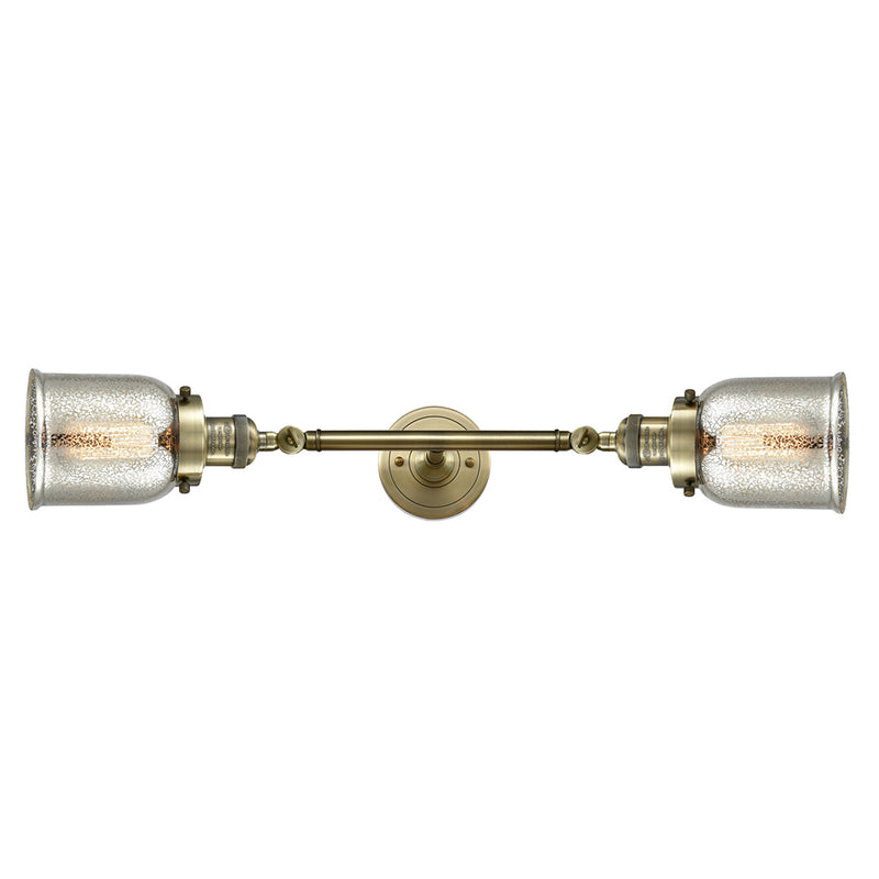 Bell Bath Vanity Light shown in the Antique Brass finish with a Silver Plated Mercury shade