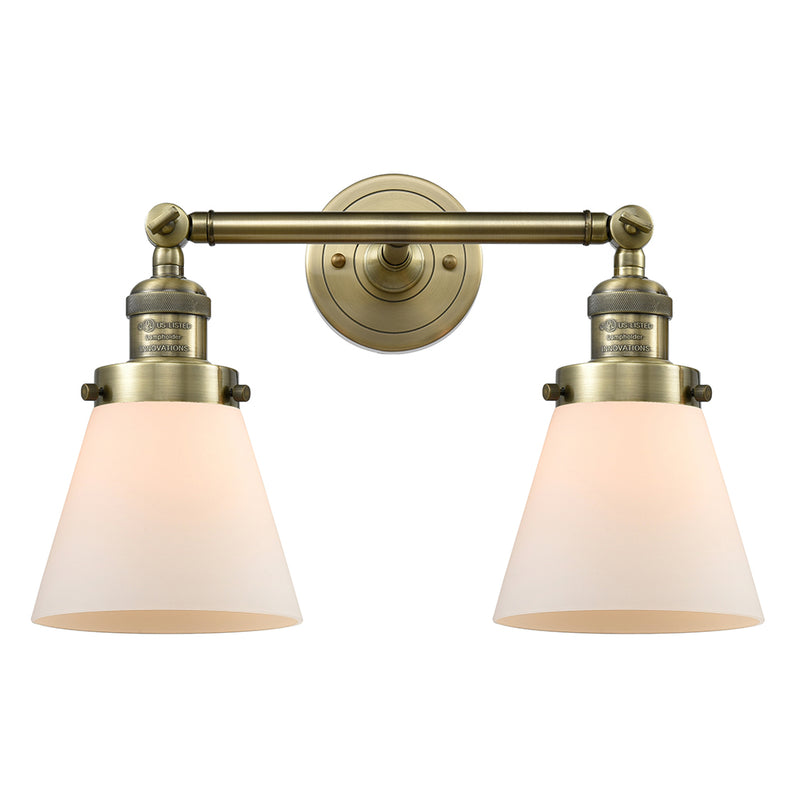 Innovations Lighting Small Cone 2 Light Bath Vanity Light Part Of The Franklin Restoration Collection 208L-AB-G61