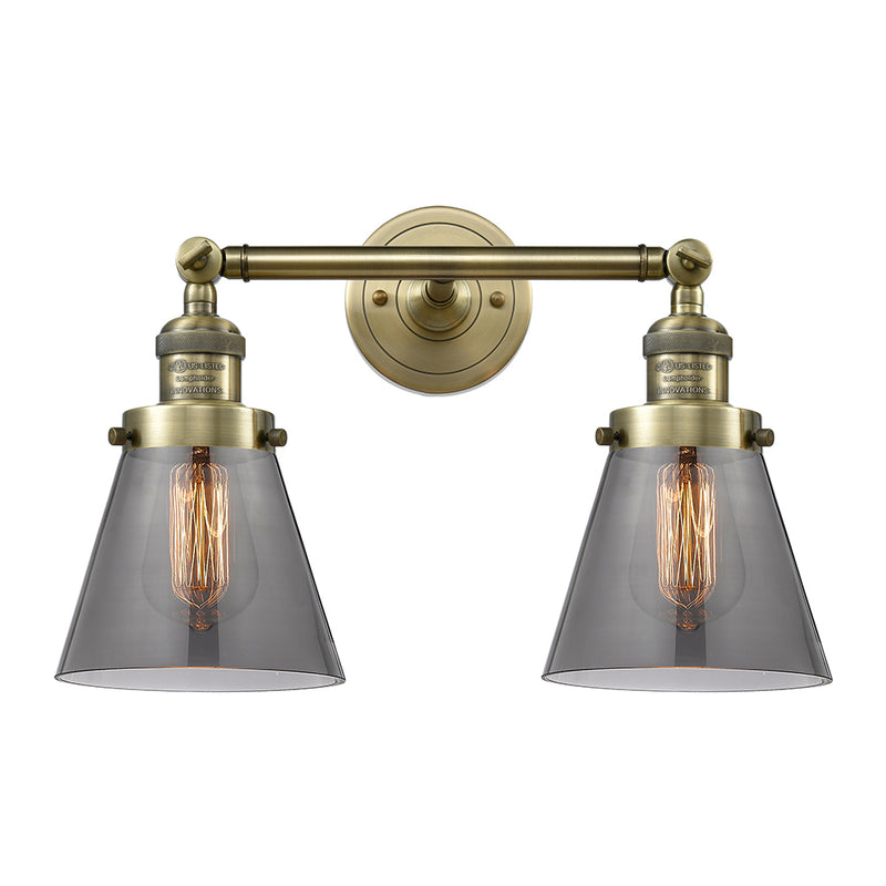 Innovations Lighting Small Cone 2 Light Bath Vanity Light Part Of The Franklin Restoration Collection 208L-AB-G63