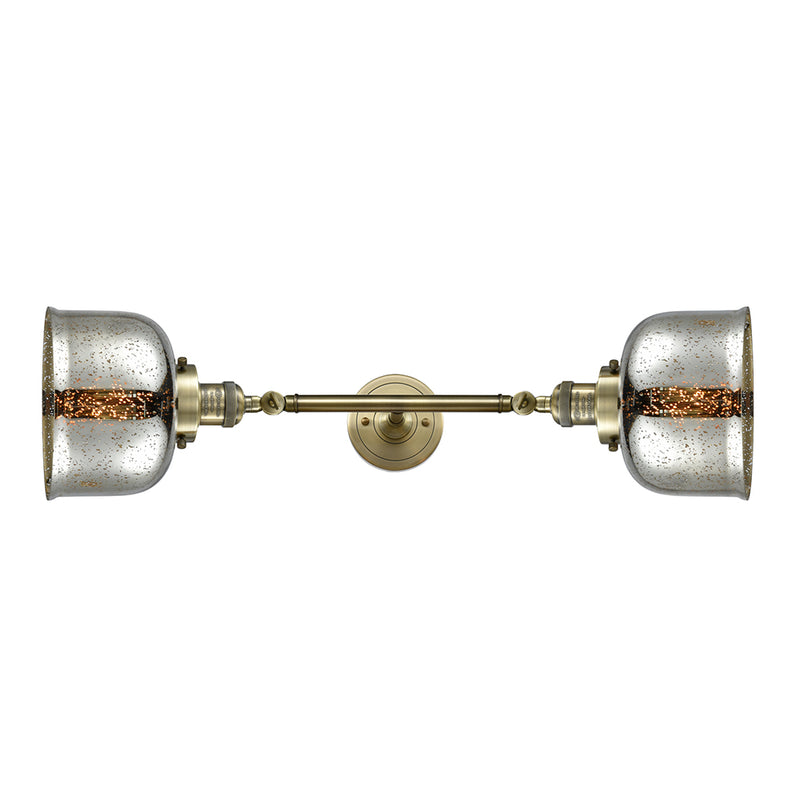 Bell Bath Vanity Light shown in the Antique Brass finish with a Silver Plated Mercury shade