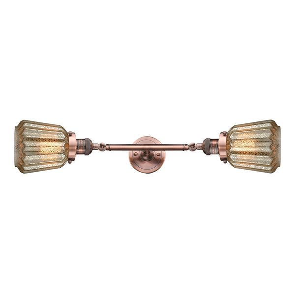 Chatham Bath Vanity Light shown in the Antique Copper finish with a Mercury shade