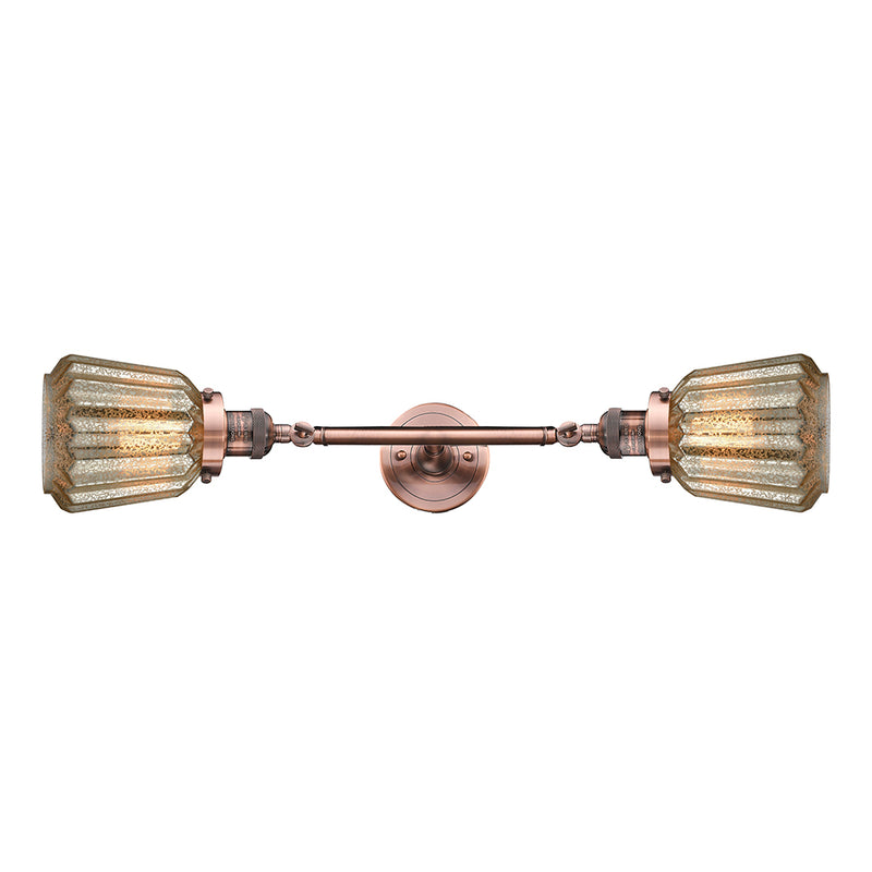 Chatham Bath Vanity Light shown in the Antique Copper finish with a Mercury shade