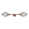 Geneseo Bath Vanity Light shown in the Antique Copper finish with a Clear Crackled shade
