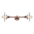 Halophane Bath Vanity Light shown in the Antique Copper finish with a Matte White Halophane shade