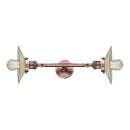 Halophane Bath Vanity Light shown in the Antique Copper finish with a Clear Halophane shade