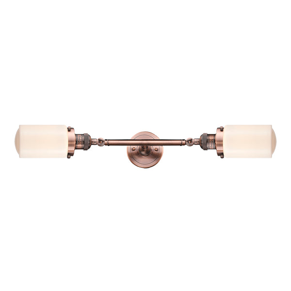 Dover Bath Vanity Light shown in the Antique Copper finish with a Matte White shade