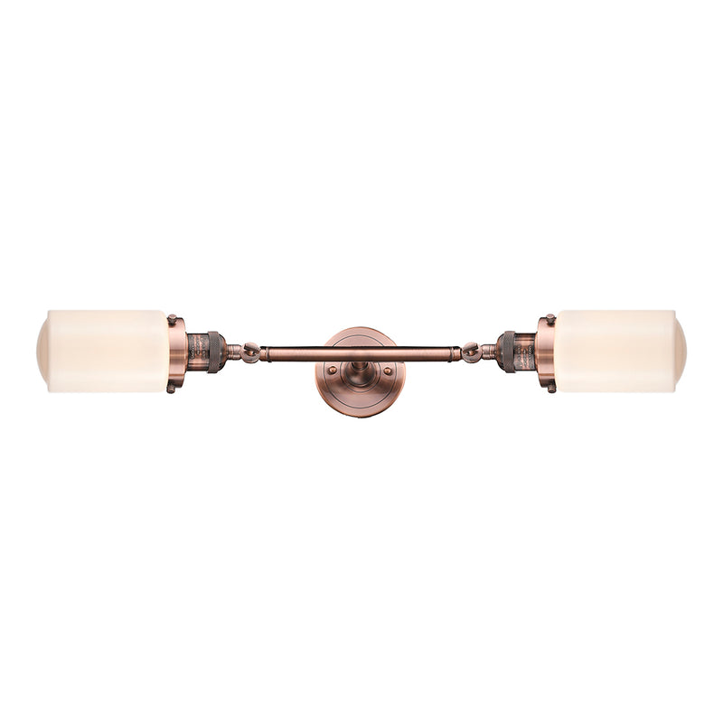 Dover Bath Vanity Light shown in the Antique Copper finish with a Matte White shade