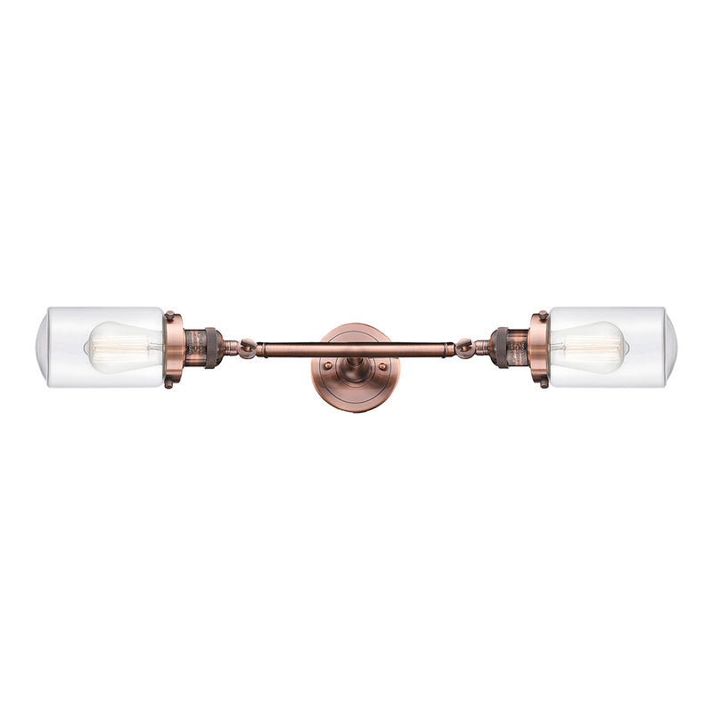Dover Bath Vanity Light shown in the Antique Copper finish with a Clear shade