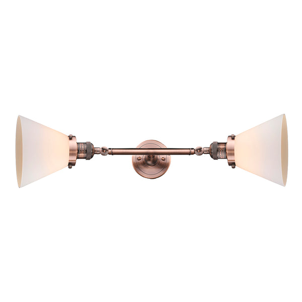 Cone Bath Vanity Light shown in the Antique Copper finish with a Matte White shade