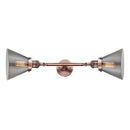 Cone Bath Vanity Light shown in the Antique Copper finish with a Plated Smoke shade