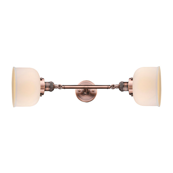 Bell Bath Vanity Light shown in the Antique Copper finish with a Matte White shade