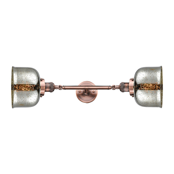 Bell Bath Vanity Light shown in the Antique Copper finish with a Silver Plated Mercury shade