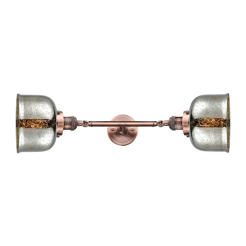 Bell Bath Vanity Light shown in the Antique Copper finish with a Silver Plated Mercury shade