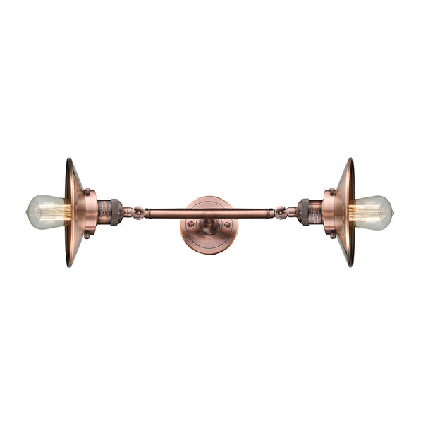 Railroad Bath Vanity Light shown in the Antique Copper finish with a Antique Copper shade