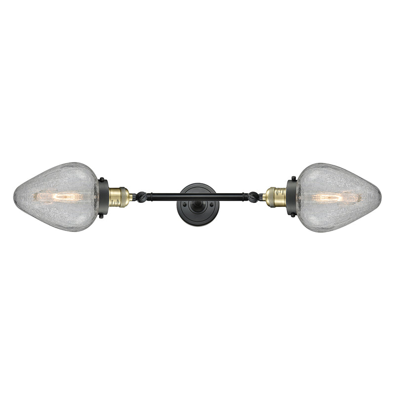 Geneseo Bath Vanity Light shown in the Black Antique Brass finish with a Clear Crackled shade
