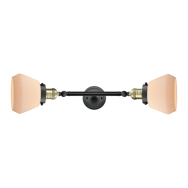 Fulton Bath Vanity Light shown in the Black Antique Brass finish with a Matte White shade