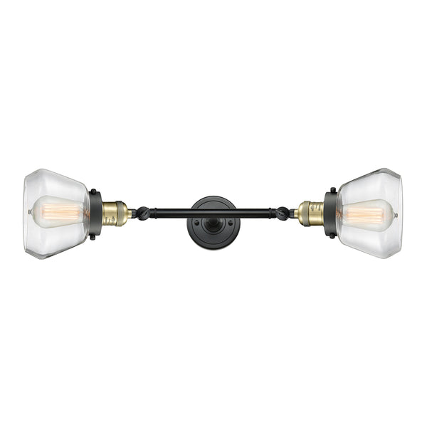 Fulton Bath Vanity Light shown in the Black Antique Brass finish with a Clear shade
