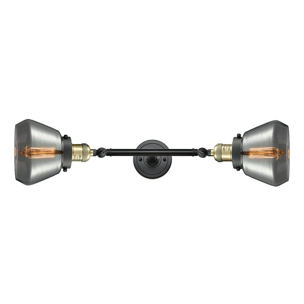 Fulton Bath Vanity Light shown in the Black Antique Brass finish with a Plated Smoke shade