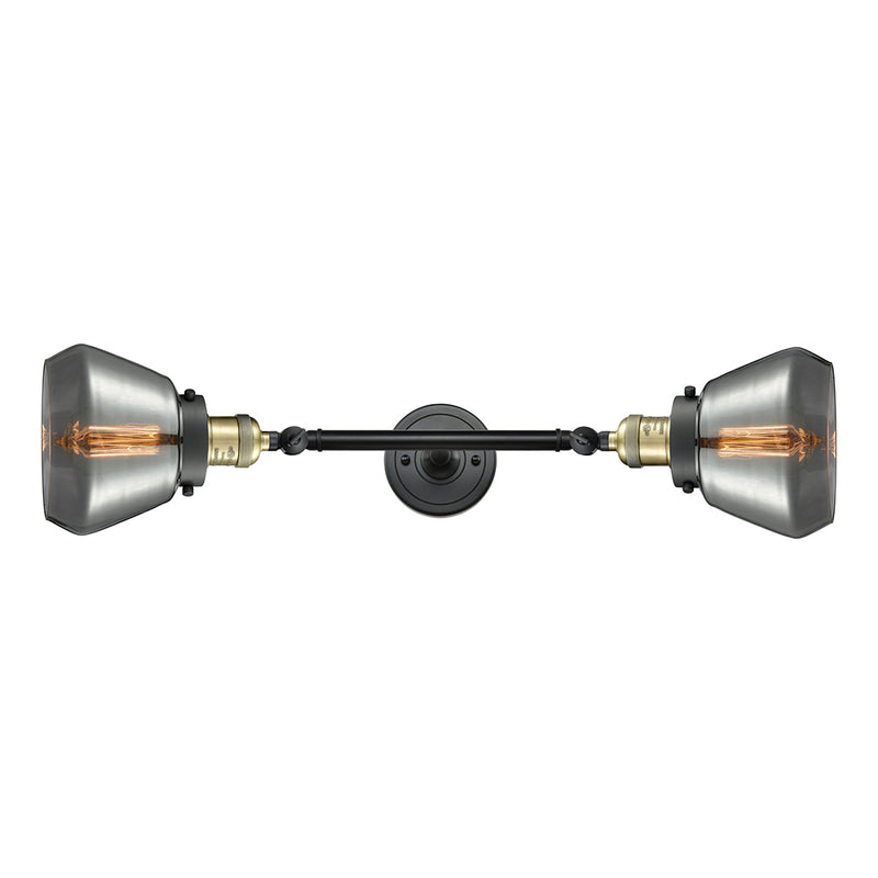 Fulton Bath Vanity Light shown in the Black Antique Brass finish with a Plated Smoke shade