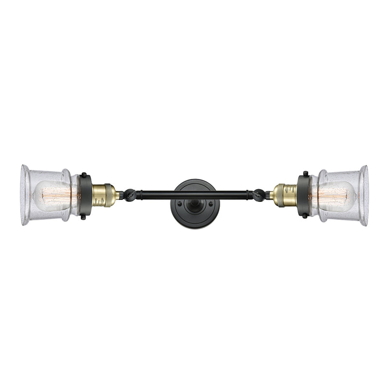 Canton Bath Vanity Light shown in the Black Antique Brass finish with a Seedy shade
