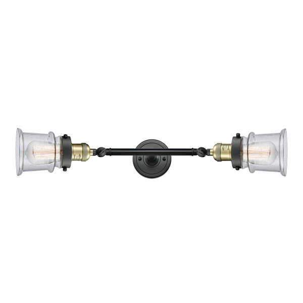Canton Bath Vanity Light shown in the Black Antique Brass finish with a Seedy shade