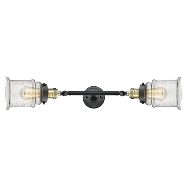 Canton Bath Vanity Light shown in the Black Antique Brass finish with a Seedy shade