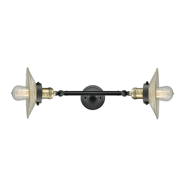 Halophane Bath Vanity Light shown in the Black Antique Brass finish with a Clear Halophane shade