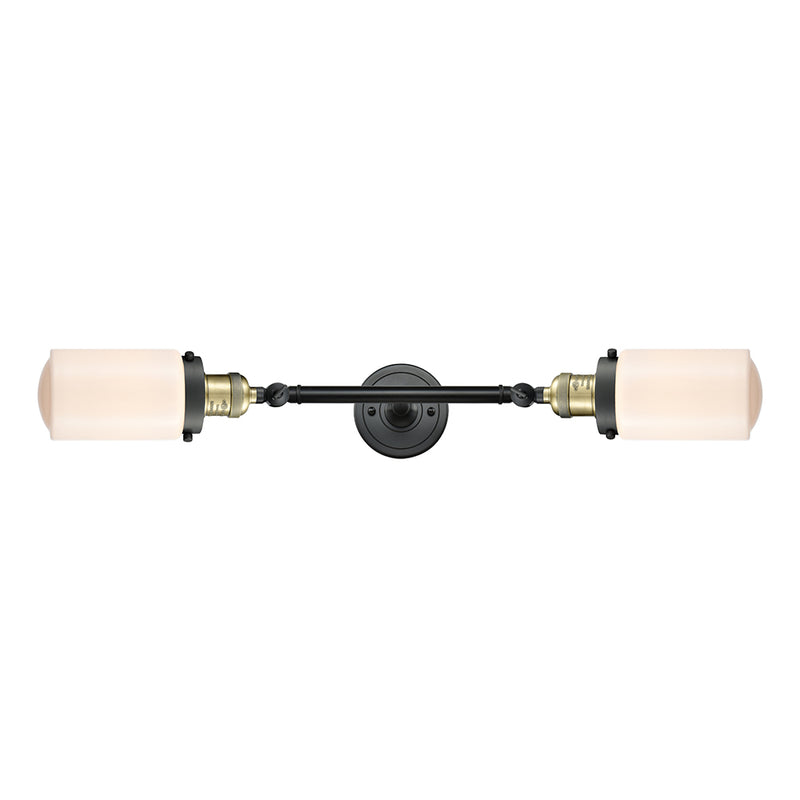 Dover Bath Vanity Light shown in the Black Antique Brass finish with a Matte White shade