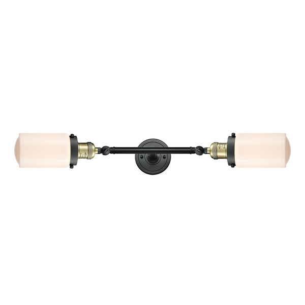 Dover Bath Vanity Light shown in the Black Antique Brass finish with a Matte White shade