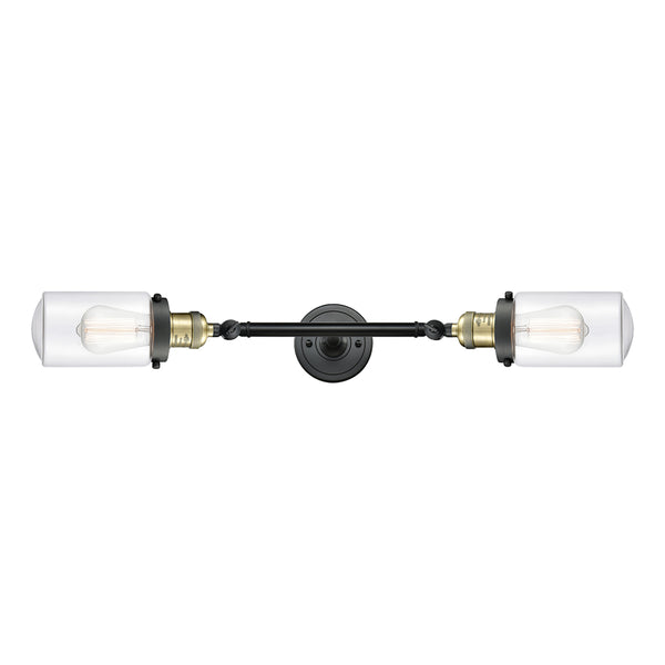 Dover Bath Vanity Light shown in the Black Antique Brass finish with a Clear shade