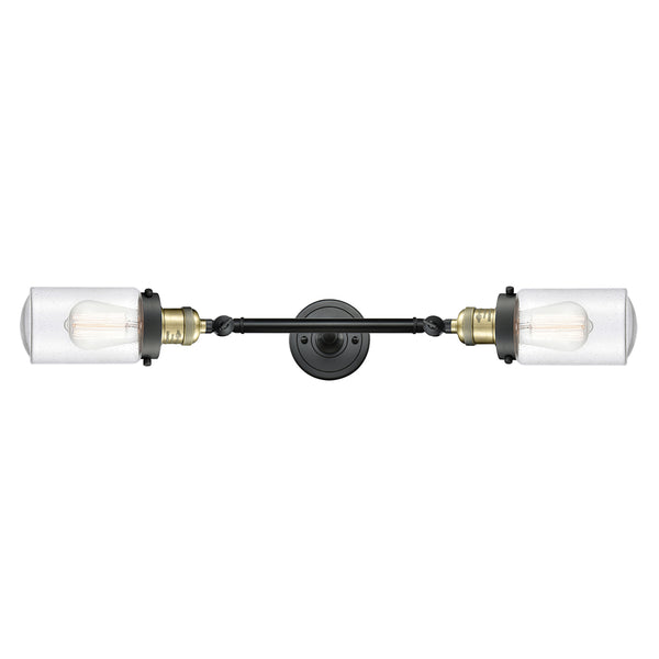 Dover Bath Vanity Light shown in the Black Antique Brass finish with a Seedy shade
