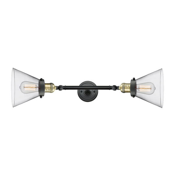 Cone Bath Vanity Light shown in the Black Antique Brass finish with a Clear shade
