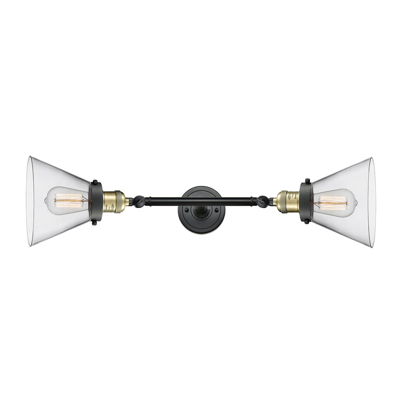 Cone Bath Vanity Light shown in the Black Antique Brass finish with a Clear shade