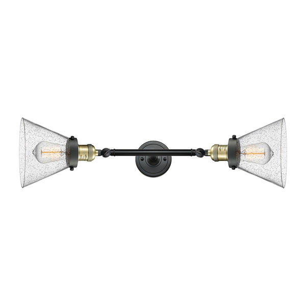 Cone Bath Vanity Light shown in the Black Antique Brass finish with a Seedy shade