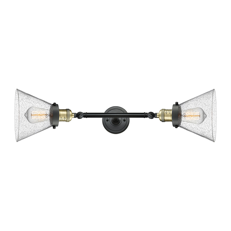 Cone Bath Vanity Light shown in the Black Antique Brass finish with a Seedy shade