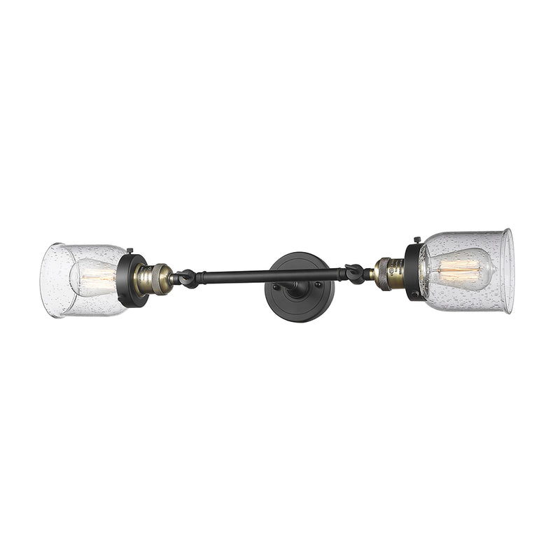 Bell Bath Vanity Light shown in the Black Antique Brass finish with a Seedy shade