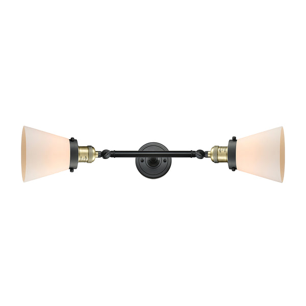 Cone Bath Vanity Light shown in the Black Antique Brass finish with a Matte White shade