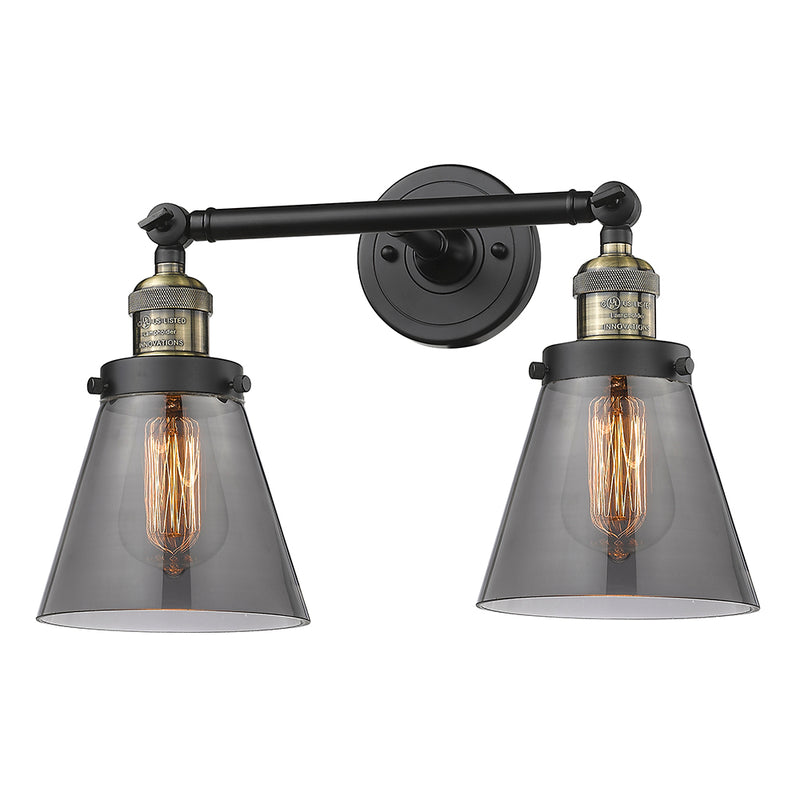Innovations Lighting Small Cone 2 Light Bath Vanity Light Part Of The Franklin Restoration Collection 208L-BAB-G63
